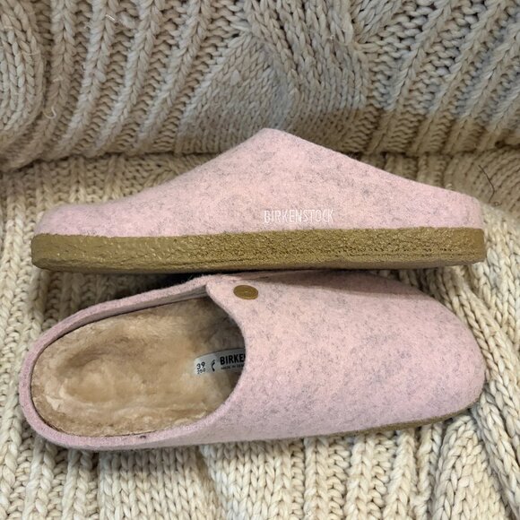Birkenstock Zermatt Shearling Slippers Pink Wool Felt Size 39 - Picture 3 of 4